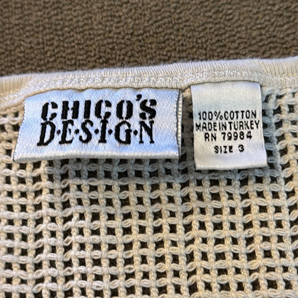Chico’s Design Beige Mesh Cotton Blouse Top Size 3 (TD) - Picture 4 of 4